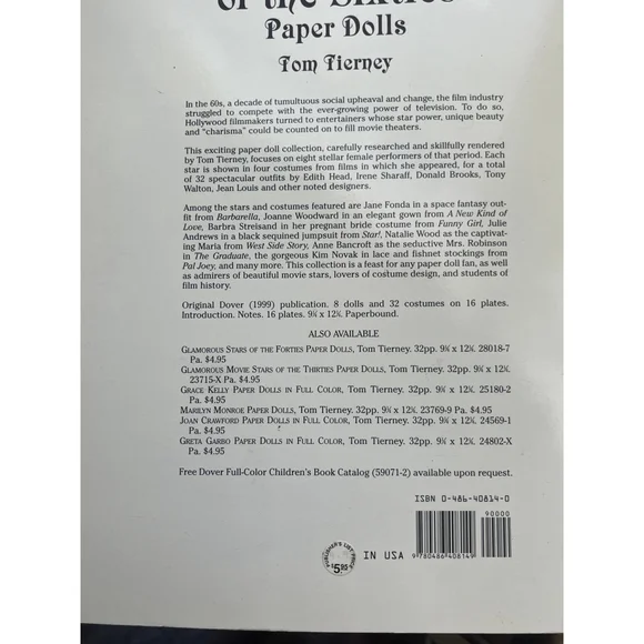 Dover Glamorous Movie Stars of the Sixties Paper Dolls by Tom Tierney - Picture 7 of 7